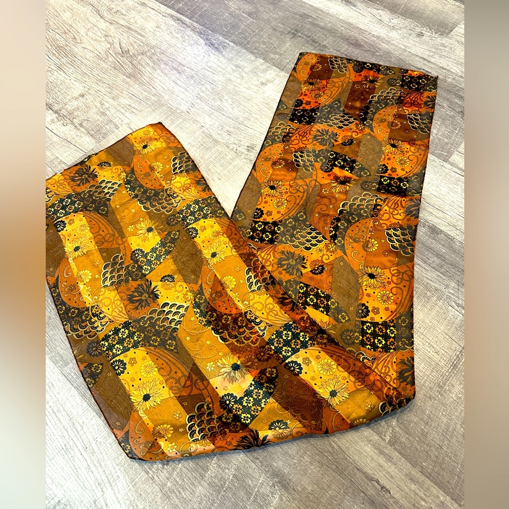 Vintage Bohemian Floral Scarf - Autumn Tones